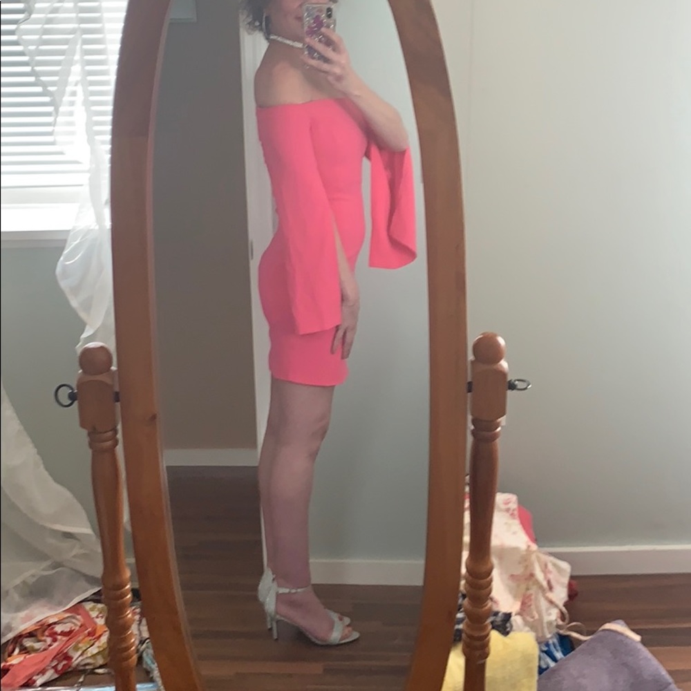 Bardot Barbie Pink Off Shoulder Mini Dress - Picture 2 of 4